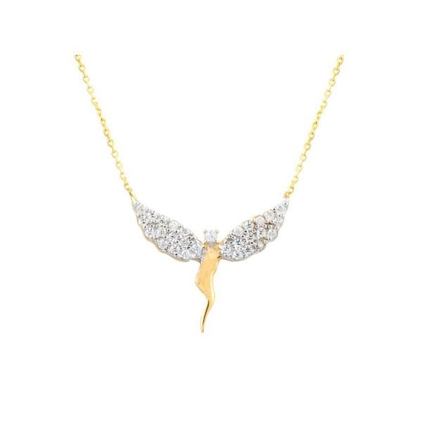 Taşlı Melek Kolye 2.00 Gram 14 Ayar Altın