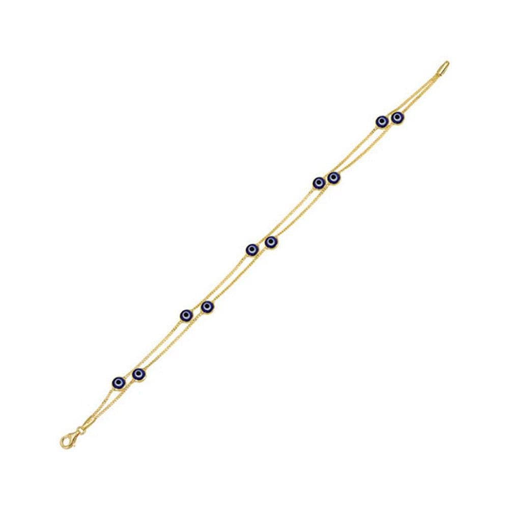 Çift Zincirli Nazar Boncuklu Altın Bileklik 2.75 Gram 14 Ayar