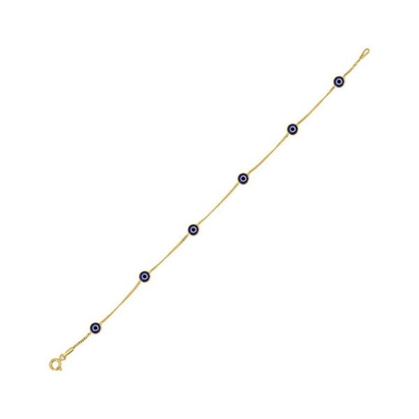 Göz Boncuklu Zincir Bileklik 1.50 Gram 14 Ayar Altın