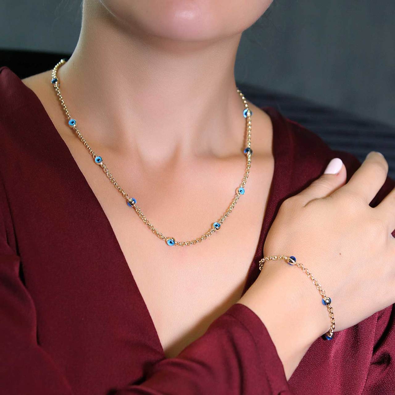 Göz Boncuklu Set 14 Ayar Altın 9.00 Gram