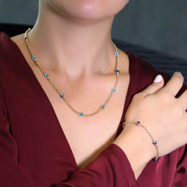 Göz Boncuklu Set 14 Ayar Altın 9.00 Gram