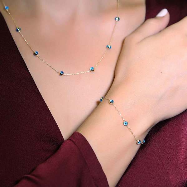 Göz Boncuklu Set 14 Ayar Altın 4.50 Gram