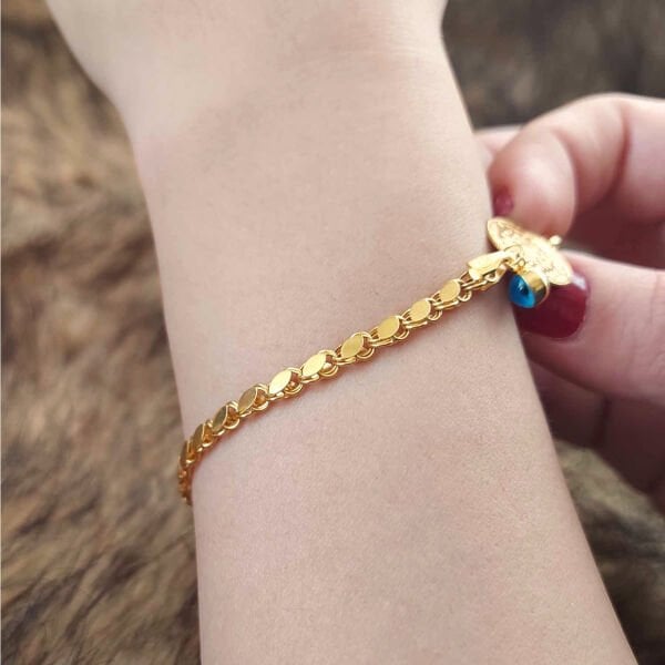 22 Ayar Reşat Çeyrekli 14 Ayar Pullu Zincirli Bileklik