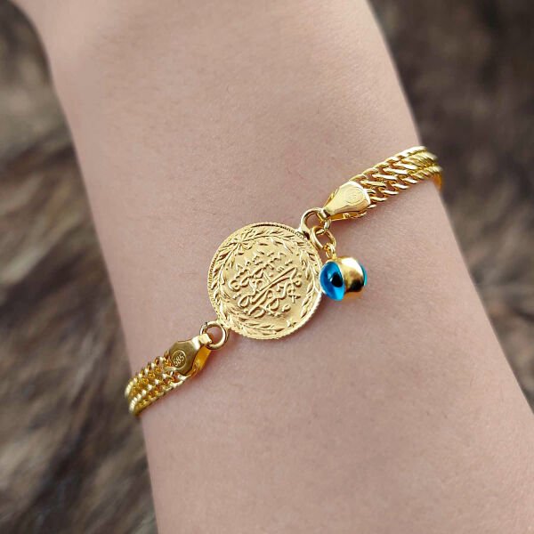 22 Ayar Reşat Çeyrek Altınlı 14 Ayar Kordonlu Bileklik