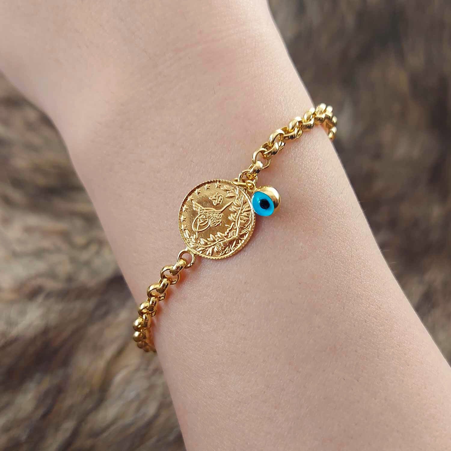 22 Ayar Yatırımlık Reşat Çeyrek Altınlı 14 Ayar Zincirli Bileklik