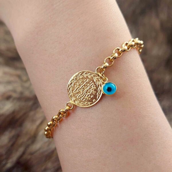 22 Ayar Yatırımlık Reşat Çeyrek Altınlı 14 Ayar Zincirli Bileklik