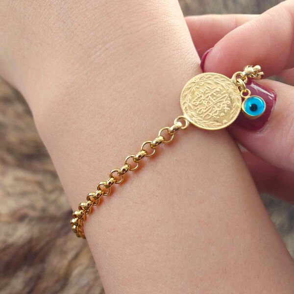 22 Ayar Yatırımlık Reşat Çeyrek Altınlı 14 Ayar Zincirli Bileklik