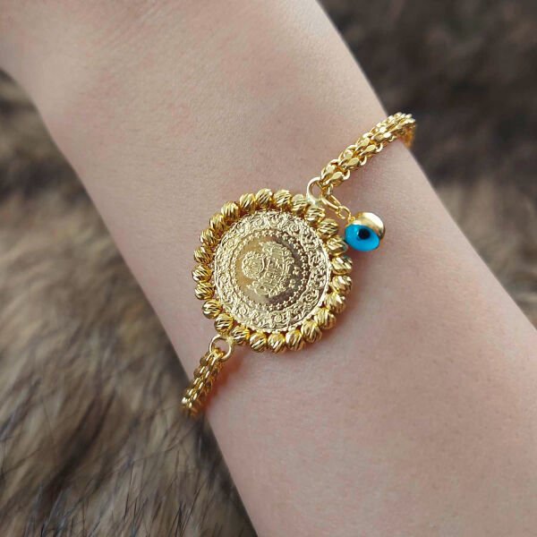 22 Ayar Yatırımlık Yeni Çeyrek Altınlı 14 Ayar Altın Kordonlu Bileklik