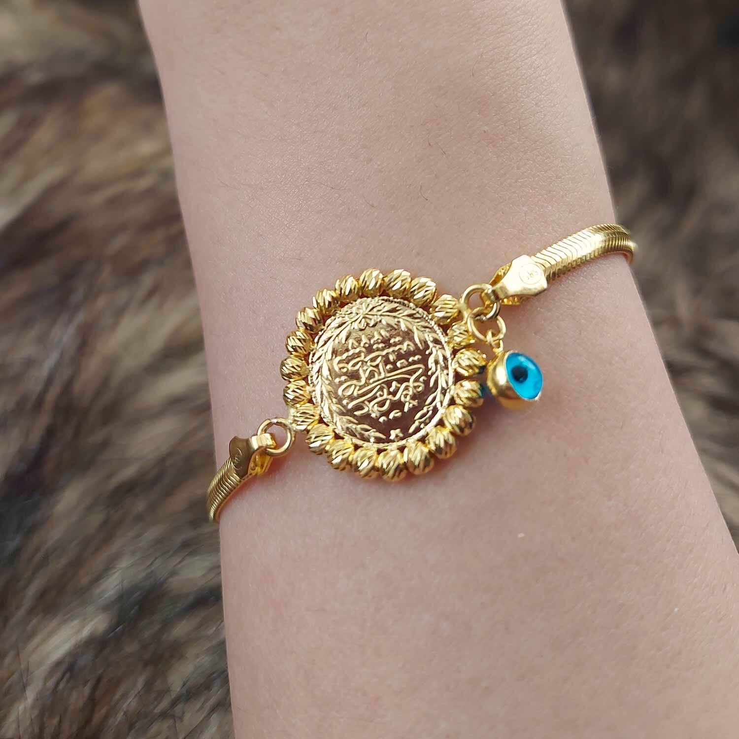 22 Ayar Yatırımlık Reşat Çeyrek Altınlı 14 Ayar Kordonlu Bileklik