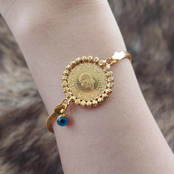 22 Ayar Yatırımlık Çeyrek Altınlı 14 Ayar Dorikalı Altın Bileklik