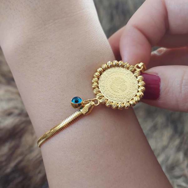 22 Ayar Yatırımlık Çeyrek Altınlı 14 Ayar Dorikalı Altın Bileklik