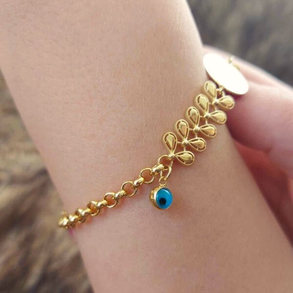 22 Ayar Reşat Çeyrekli 14 Ayar Kordonlu Altın Bileklik