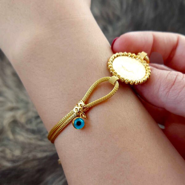 22 Ayar Yatırımlık Çeyrek Altınlı 14 Ayar Dorikalı Altın Bileklik