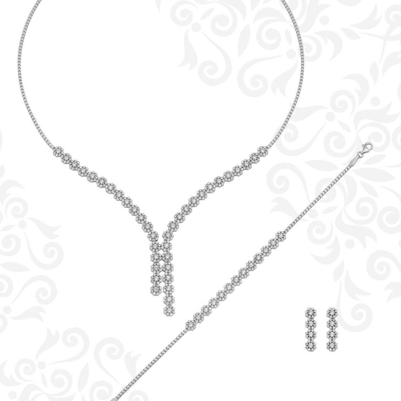 Çiçekli Taşlı Gerdanlık Seti 20.00 Gram 14 Ayar Altın